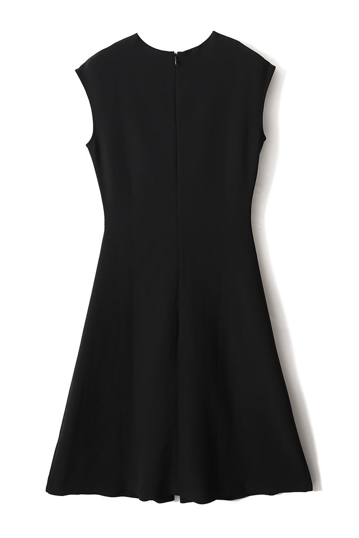 V-neck elegant tuck flare dress