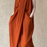 Elegant Wrap Collar Sleeveless Dress