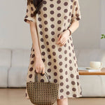 French Polka Dot V-Neck Dress - liwisi