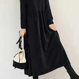 Round Neck Simple Long Maxi Flare Dress - 5 Colors Available
