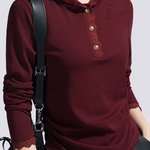 Casual Lace Long-Sleeve Edge Hooded T-Shirt - liwisi
