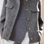 Elegant Round Neck Open-Front Short Double-Faced Wool Coat - liwisi