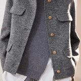Elegant Round Neck Open-Front Short Double-Faced Wool Coat - liwisi