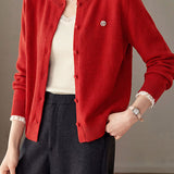 Exquisite Commuter Ruffled Lace Long Sleeve Knit Cardigan