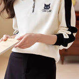Casual Versatile Polo-Collar Half-Zip Pullover Hoodie