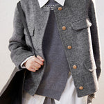 Elegant Round Neck Open-Front Short Double-Faced Wool Coat - liwisi