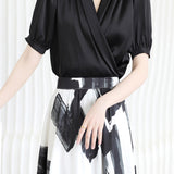 Surplice Neck Tuck-In Elegant Blouse - 4 Colors Available