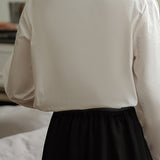 Bow Tie Collar Lace Contrast Feminine Blouse
