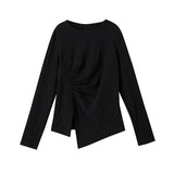 サイドスリットイレギュラーヘム長袖Tシャツ　3色入 - liwisi