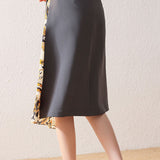 Designer Paneled Floral Print Midi Skirt