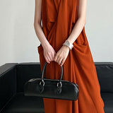 Elegant Wrap Collar Sleeveless Dress