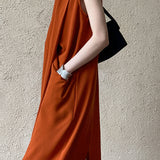 Elegant Wrap Collar Sleeveless Dress