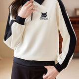 Casual Versatile Polo-Collar Half-Zip Pullover Hoodie