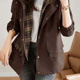 Vintage Faux Two-piece Plaid Coat