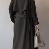 Plain Long Vintage Loose Drop Shoulder Trench Coat - 2 Colors Available