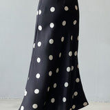 Dot Pattern Maxi Flare Satin Skirt