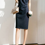 Sabrina Neck Side Gathered Dress