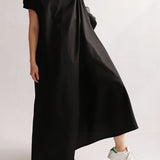 Round Neck Rib Hem Maxi Flare Dress - 3 Colors Available