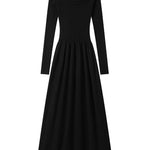 オフショルダーアシンメトリーロングニットワンピース　2色入 - liwisi