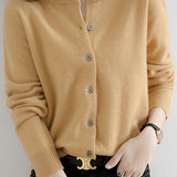 Round Neck Wool Knit Cardigan - 12 Colors Available - liwisi