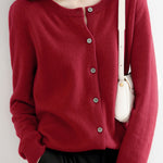 Round Neck Wool Knit Cardigan - 12 Colors Available - liwisi
