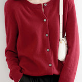 Round Neck Wool Knit Cardigan - 12 Colors Available - liwisi