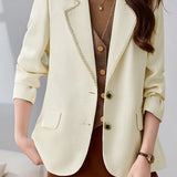 Exquisite Commuter Lapel Long-Sleeve Wool Blazer