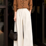 Elegant Stand Collar Polka Dot Ruffled Blouse