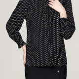 Elegant Crinkled Polka Dot Ruffled Blouse