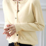 Round Neck Wool Knit Cardigan - 12 Colors Available - liwisi