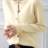 Round Neck Wool Knit Cardigan - 12 Colors Available - liwisi