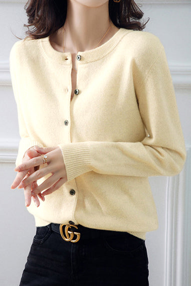 Round Neck Wool Knit Cardigan - 12 Colors Available - liwisi