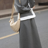 Casual Color Block Sweatshirt and Skirt Set