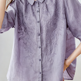 Elegant Embroidered Five-Point Sleeve Shirt