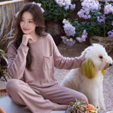 Casual Homewear Solid Loose Knit Set