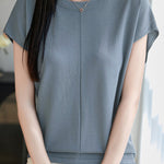Minimalist versatile round neck top - liwisi