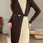 Casual Temperament Color-Block Knitted Dress - liwisi