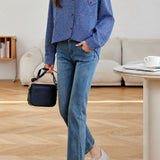 Casual Plaid Shirt With Contrast Buttons & Patch Pockets