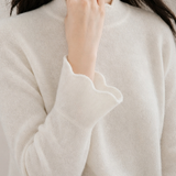 Elegant Commuter Ruffled Mock Neck Long-Sleeve Knit Top