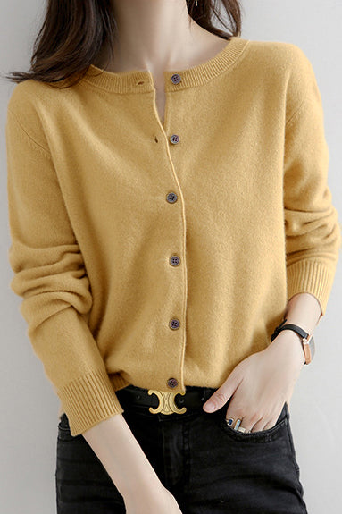 Round Neck Wool Knit Cardigan - 12 Colors Available - liwisi