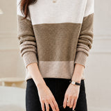 Casual Contrast Horizontal Stripe Knit Top