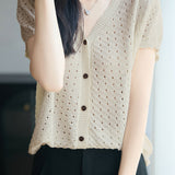 Gentle Commuter Breathable Hollow Out Knit Cardigan