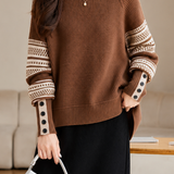Vintage Commuter Color-Block Waffle Knit Pullover Sweater