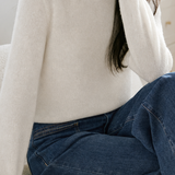 Elegant Commuter Ruffled Mock Neck Long-Sleeve Knit Top