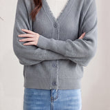 Casual V‑Neck Fringe Batwing Sleeve Knit Cardigan