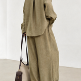 Casual Minimalist Two-Piece Set: Linen Cotton Shirt & Trousers
