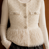 Elegant Tweed Fuzzy Spliced Waistcoat