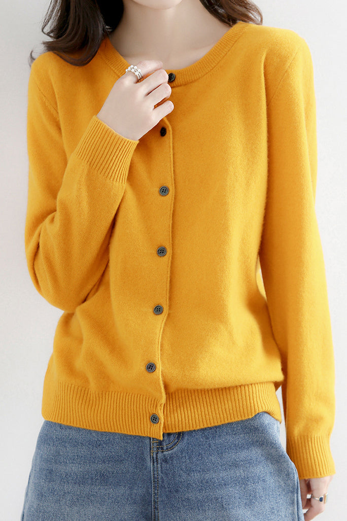 Round Neck Wool Knit Cardigan - 12 Colors Available - liwisi