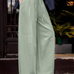 Casual Textured Drawstring Wide-Leg Pants - liwisi