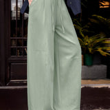 Casual Textured Drawstring Wide-Leg Pants - liwisi